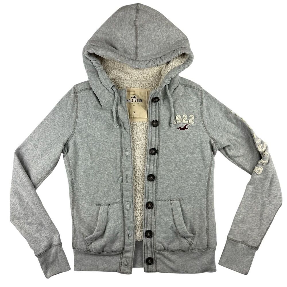 Y2K Bella Swan Hollister Women's Sherpa Lined Hoodie Jacket Gray Twilightcore M